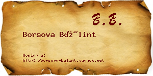Borsova Bálint névjegykártya